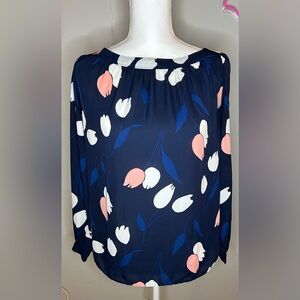 LOFT Navy Floral Blouse, Women’s, Size SP
